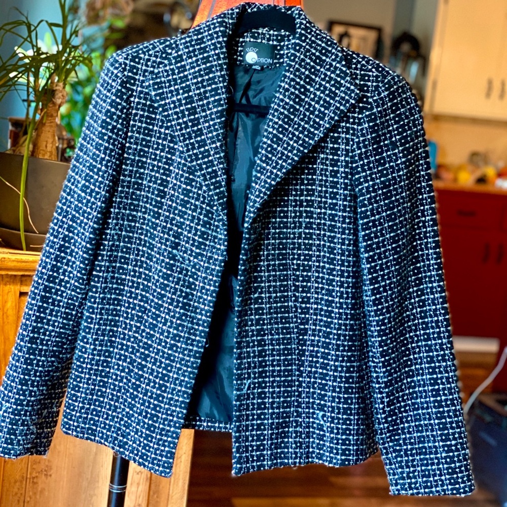 Black & White Tweed Coat by First Option